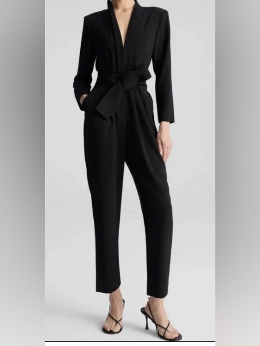 A.L.C. Kieran Jumpsuit Women's Black V-Neck Long Sleeve